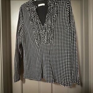 Coldwater Creek Black and White Houndstooth Blouse XL